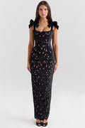 Sleeveless Lace Bow Maxi Dress