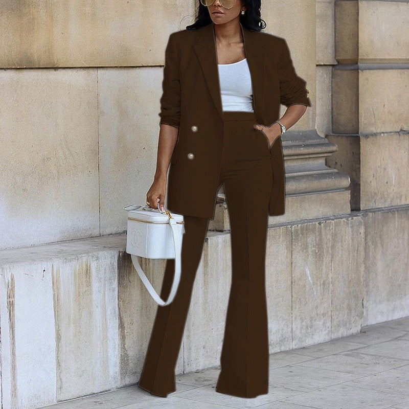 Casual Fashion Suit Wide Leg Pants Two Piece