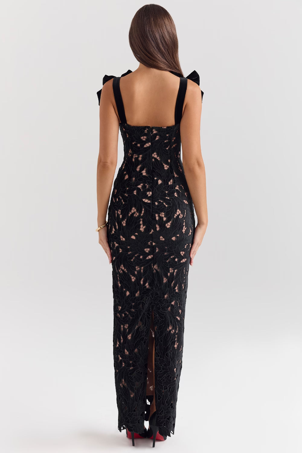 Sleeveless Lace Bow Maxi Dress