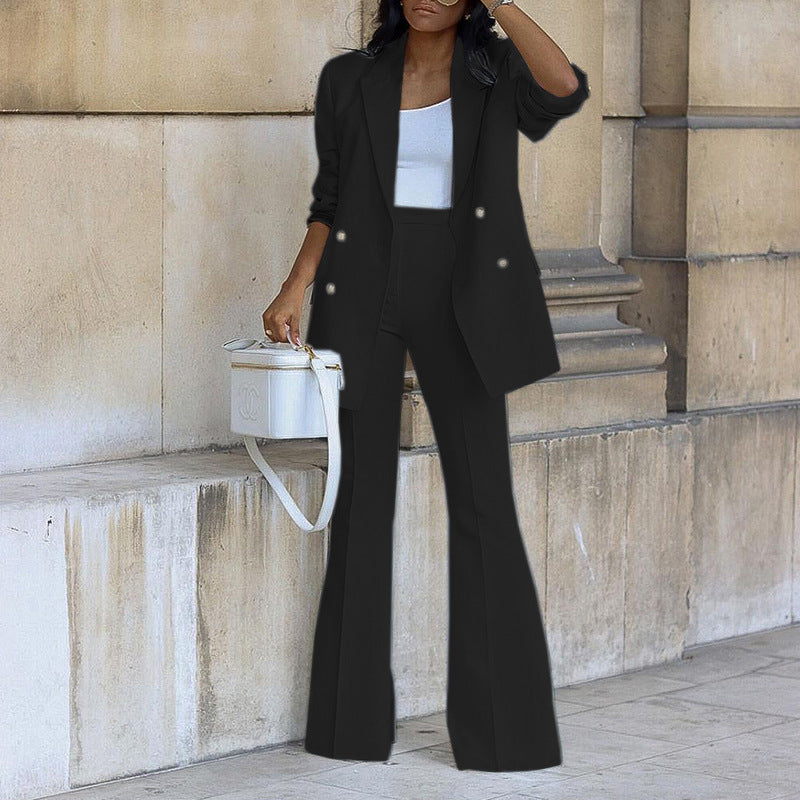 Casual Fashion Suit Wide Leg Pants Two Piece