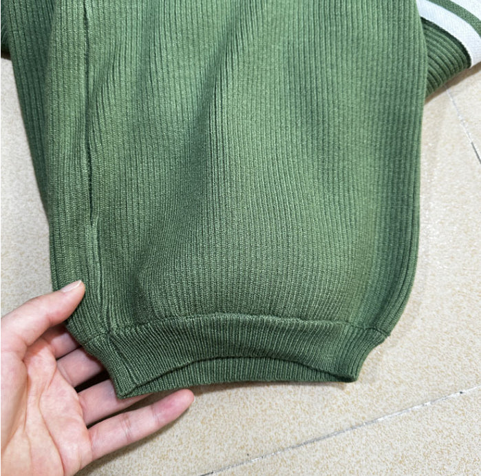 AutumnWinter Casual Sportswear Green Two-Piece Set