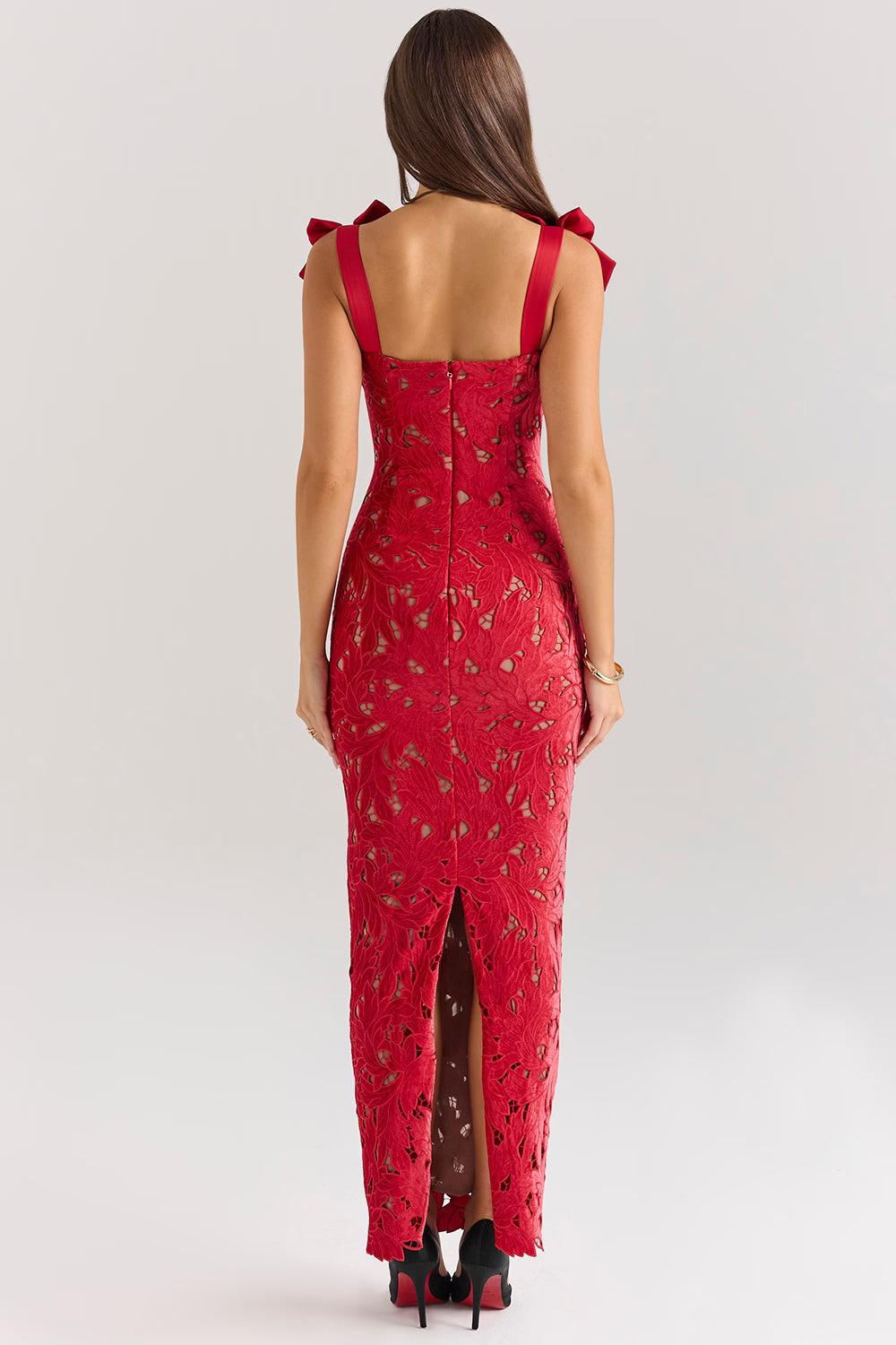 Sleeveless Lace Bow Maxi Dress