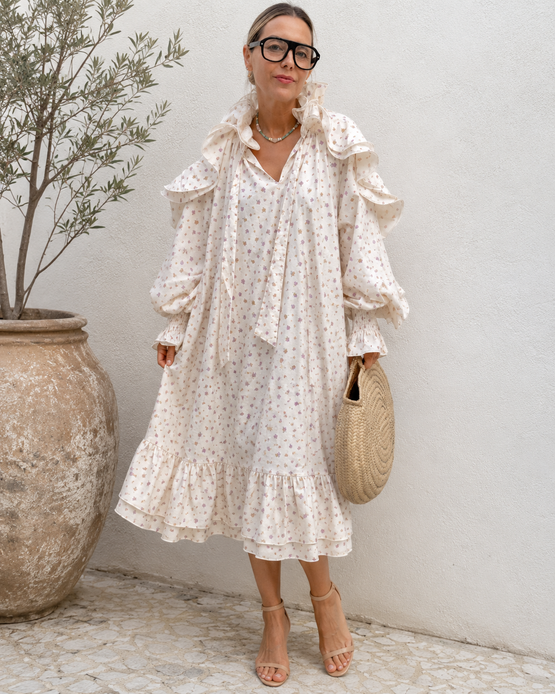 Aurielle Ruffle Midi Dress