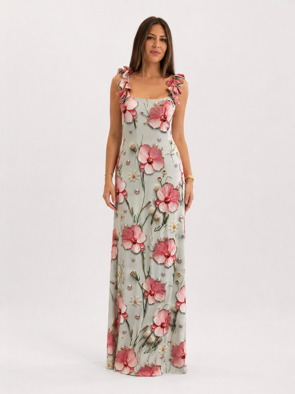 Floral Appliqué Maxi Dress