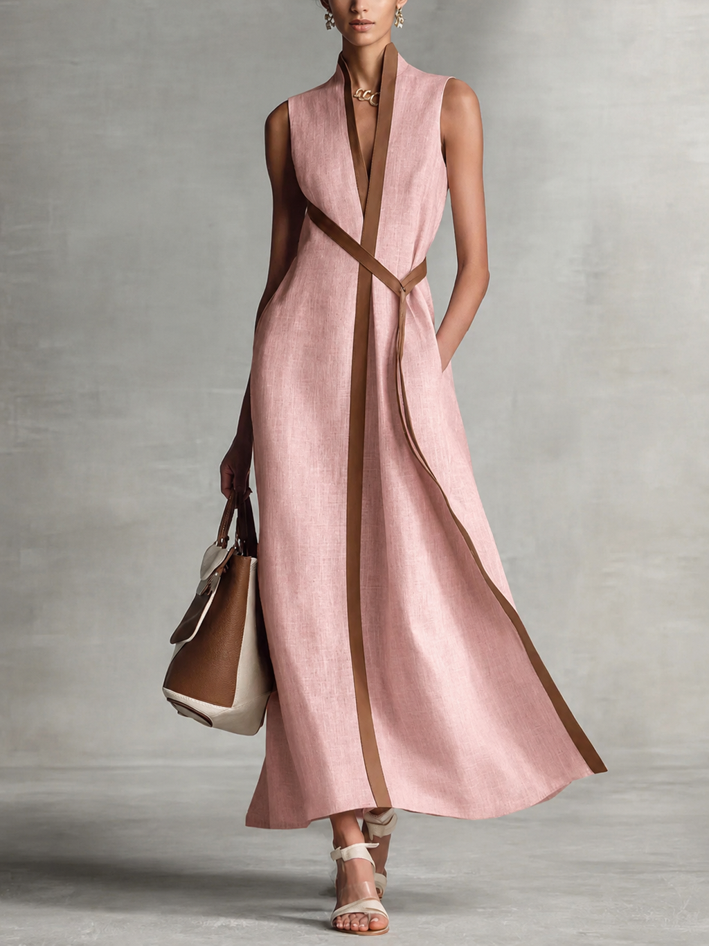 Contrast Trim Maxi Dress