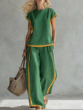 Womens Shirt Top And Trousers Two-piece Set