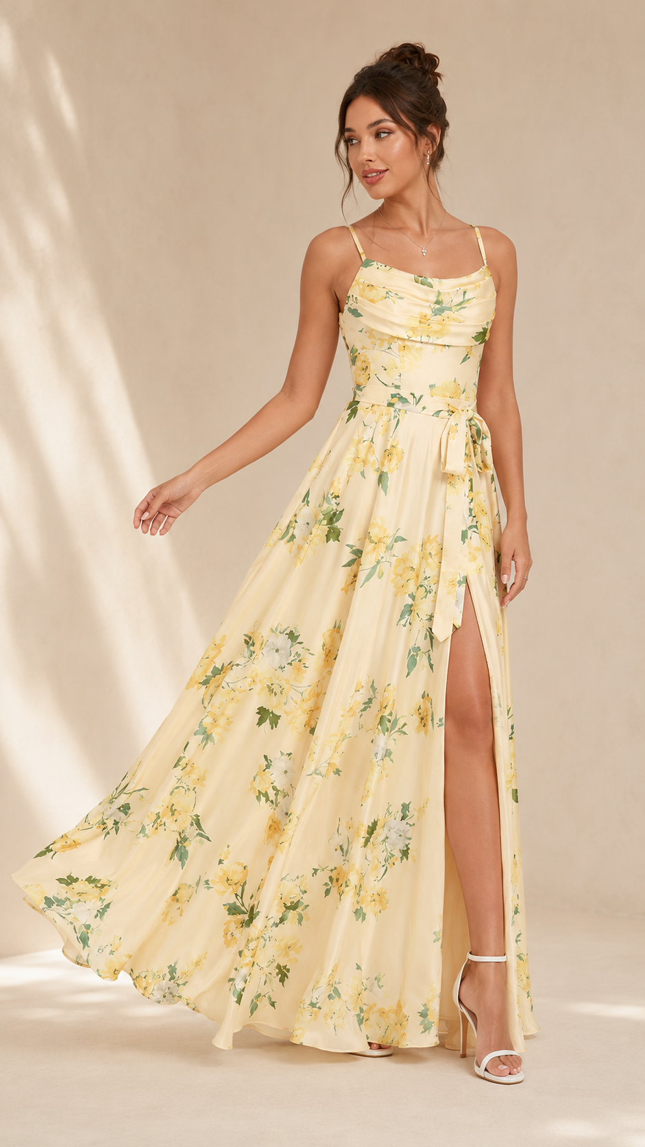 Floral Satin Maxi Dress