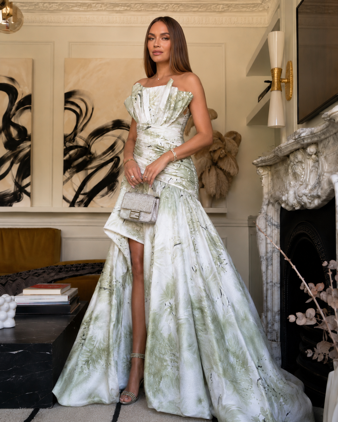Celeste Floral High-Low Maxi Gown