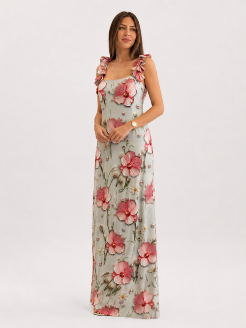 Floral Appliqué Maxi Dress
