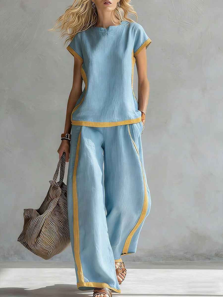 Womens Shirt Top And Trousers Two-piece Set