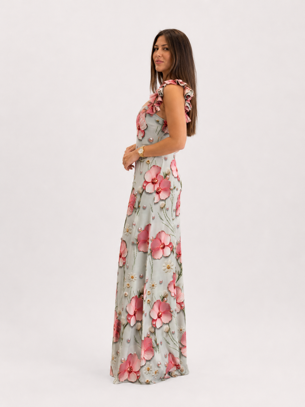 Floral Appliqué Maxi Dress