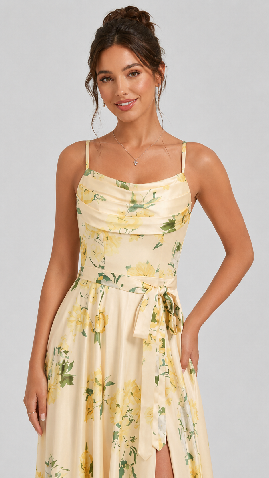 Floral Satin Maxi Dress