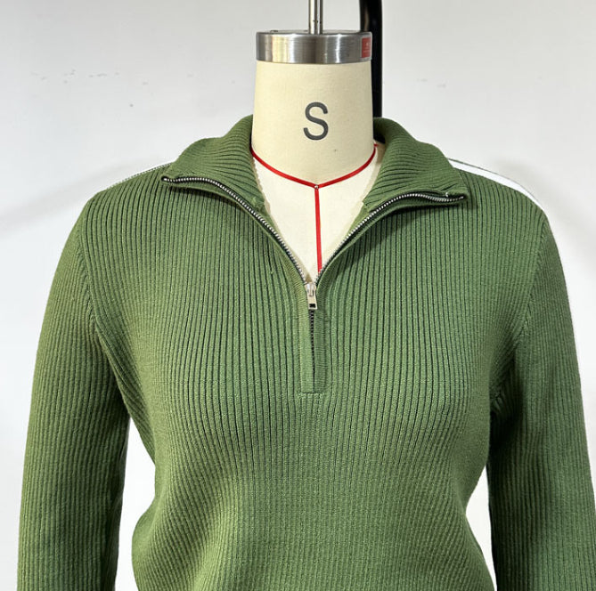 AutumnWinter Casual Sportswear Green Two-Piece Set