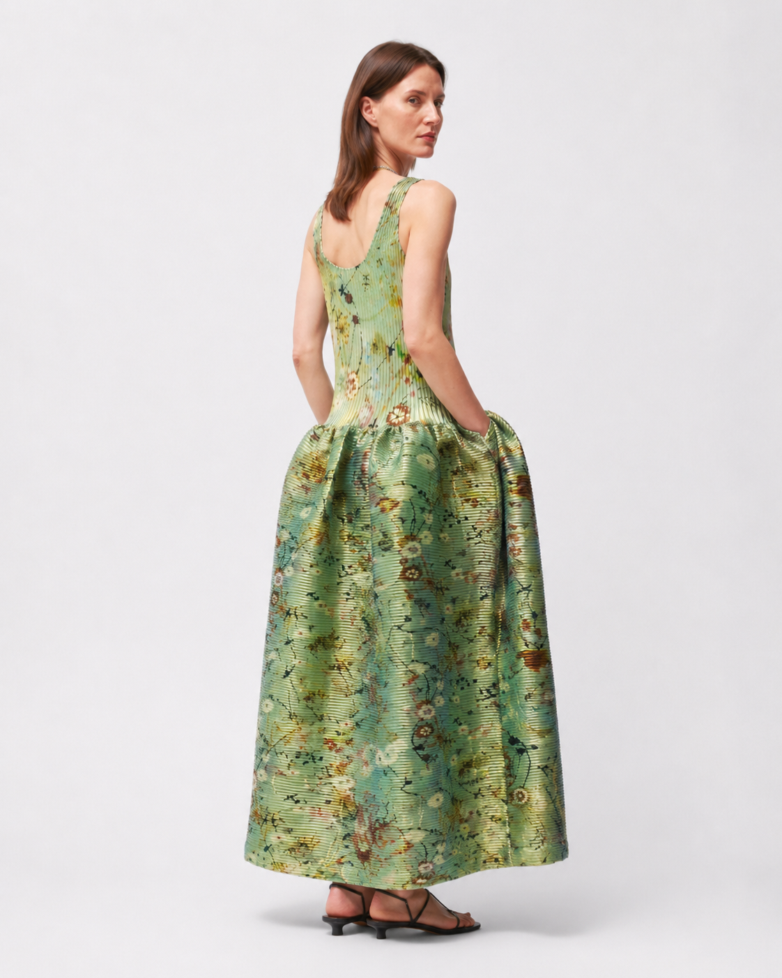 Verdant Pleated Maxi Dress