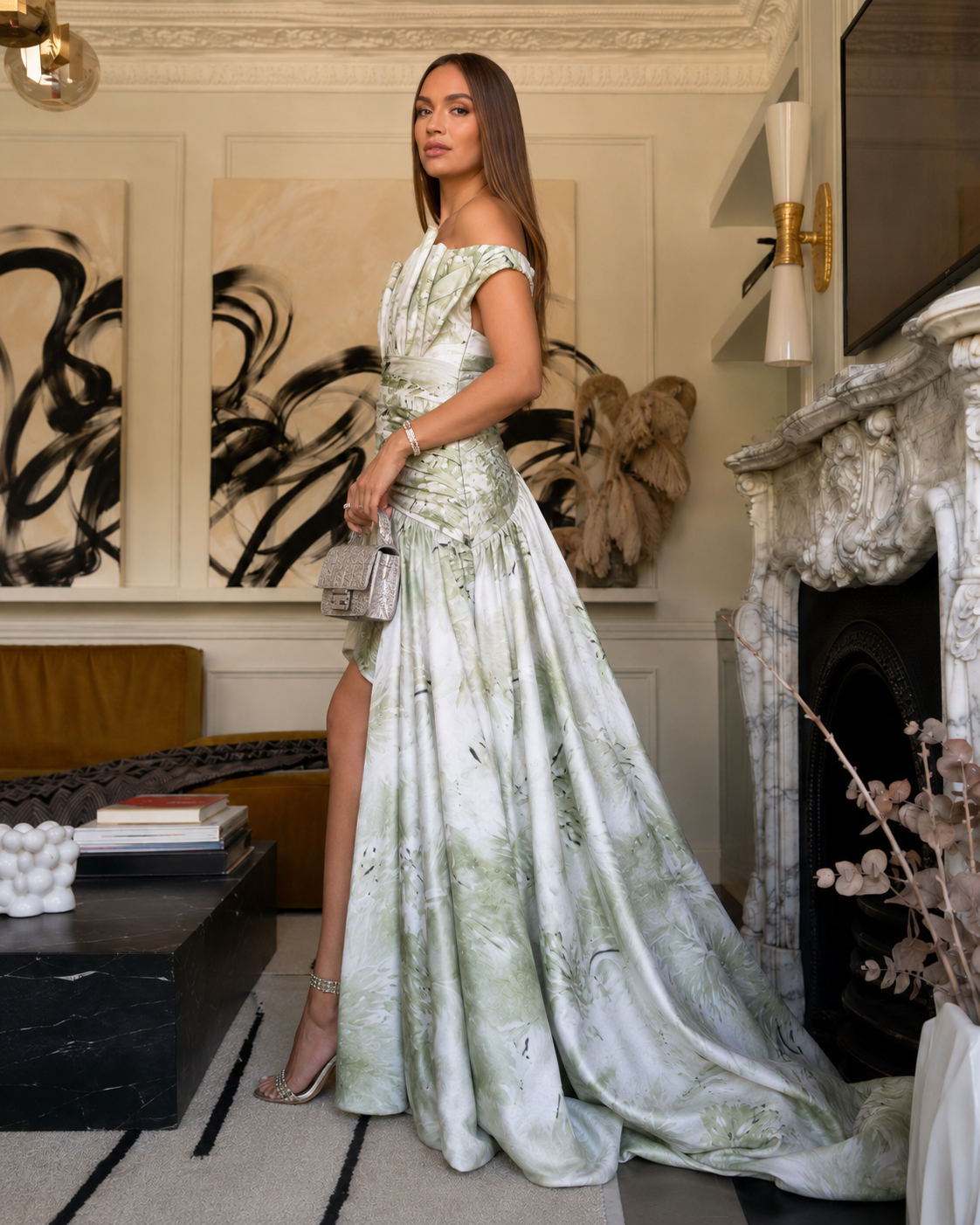 Celeste Floral High-Low Maxi Gown