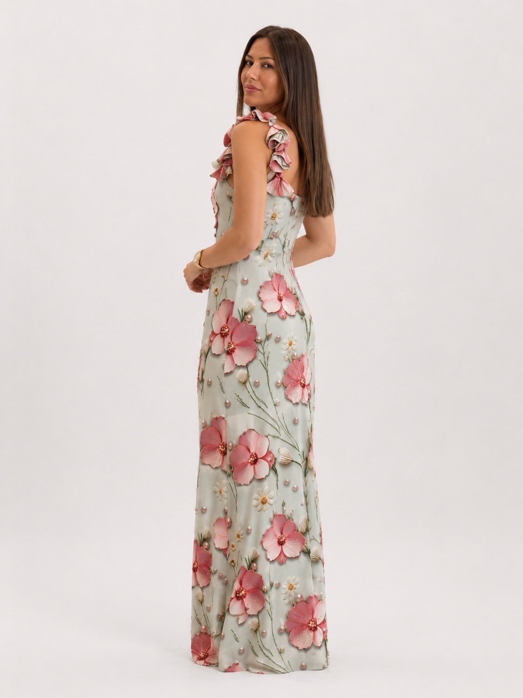 Floral Appliqué Maxi Dress