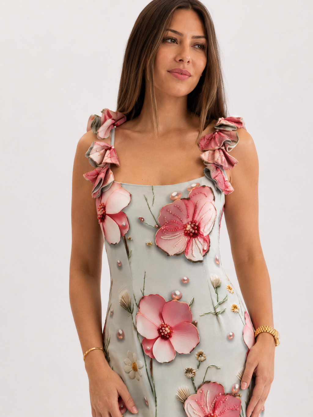Floral Appliqué Maxi Dress