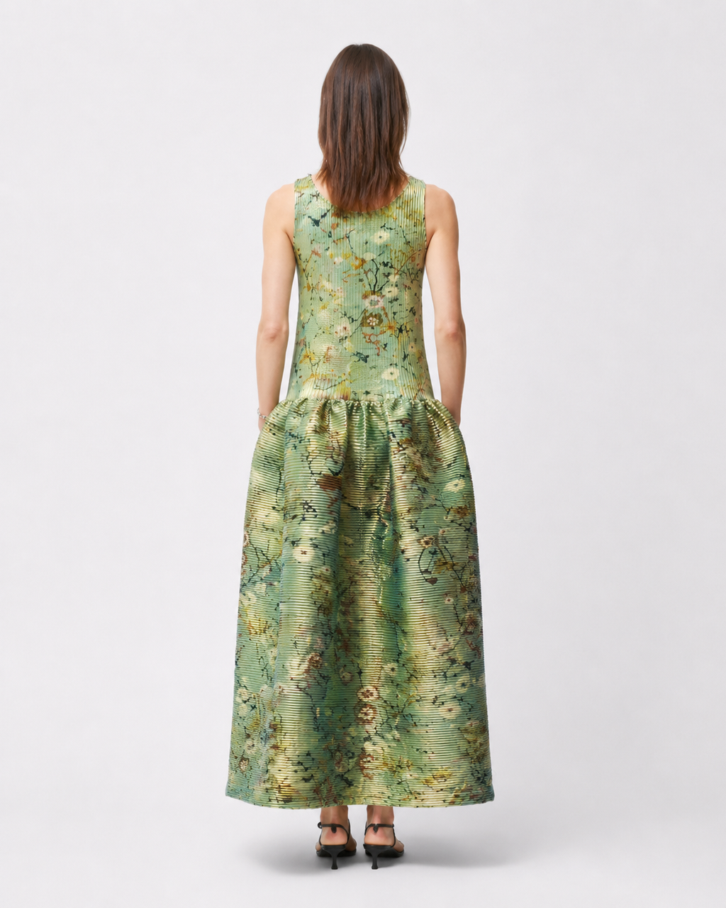 Verdant Pleated Maxi Dress