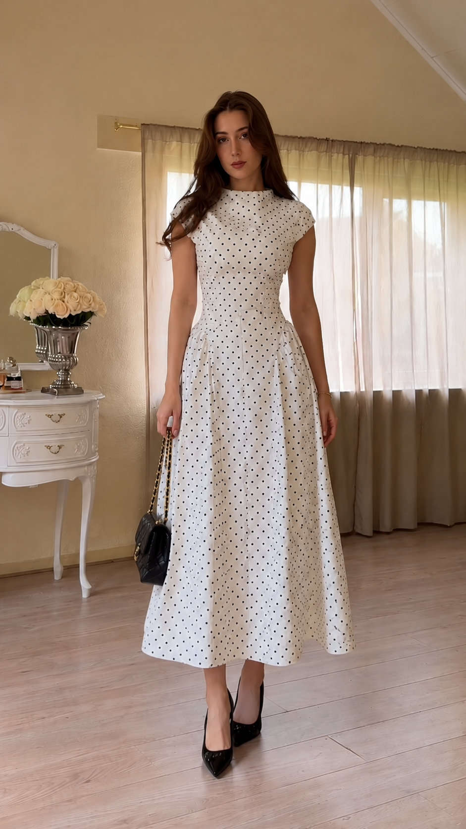 Paris Polka Midi Dress