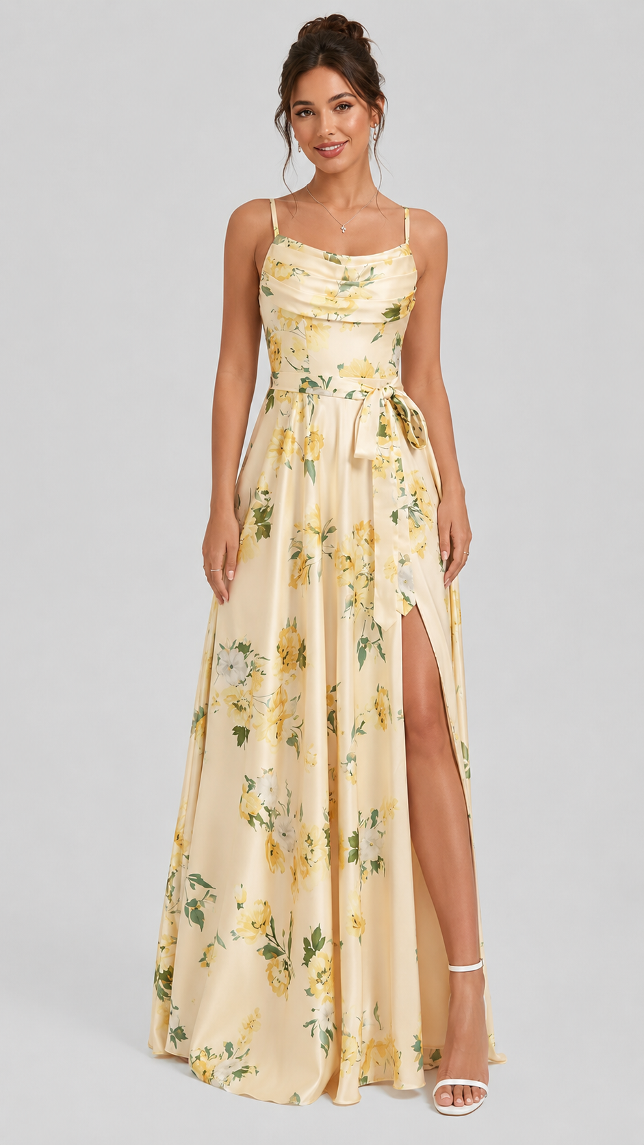Floral Satin Maxi Dress
