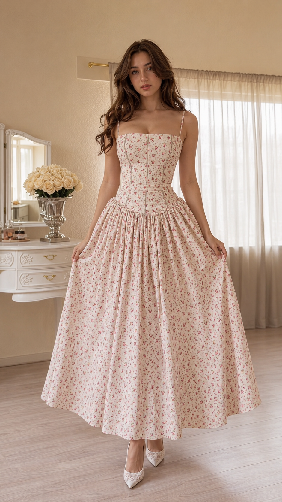 Rosette Garden Midi Dress