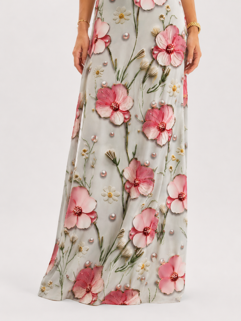 Floral Appliqué Maxi Dress
