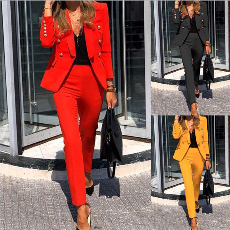 Solid Color Fashion Two-piece Set Suit