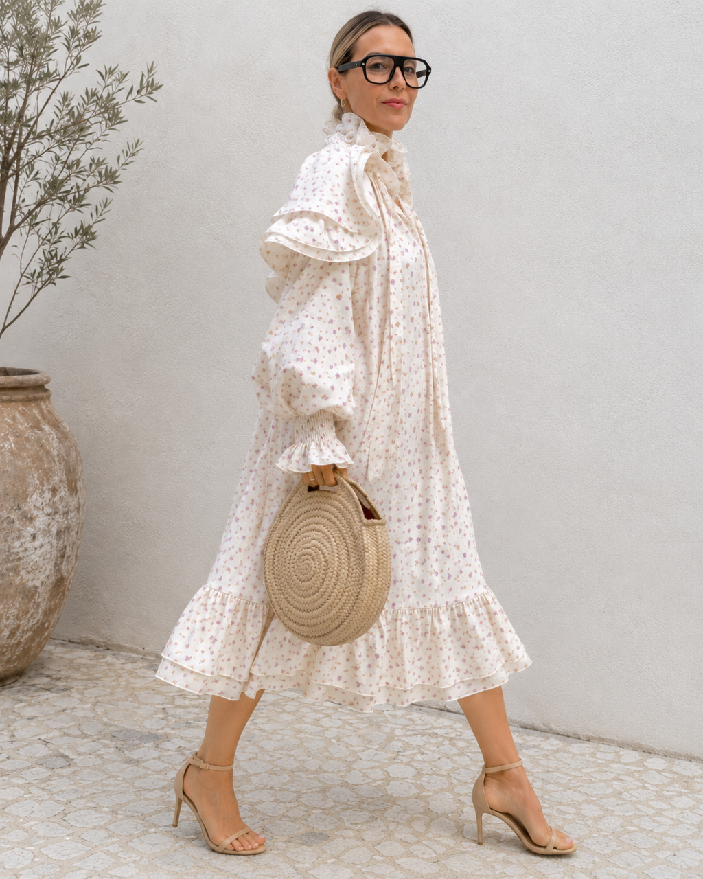 Aurielle Ruffle Midi Dress