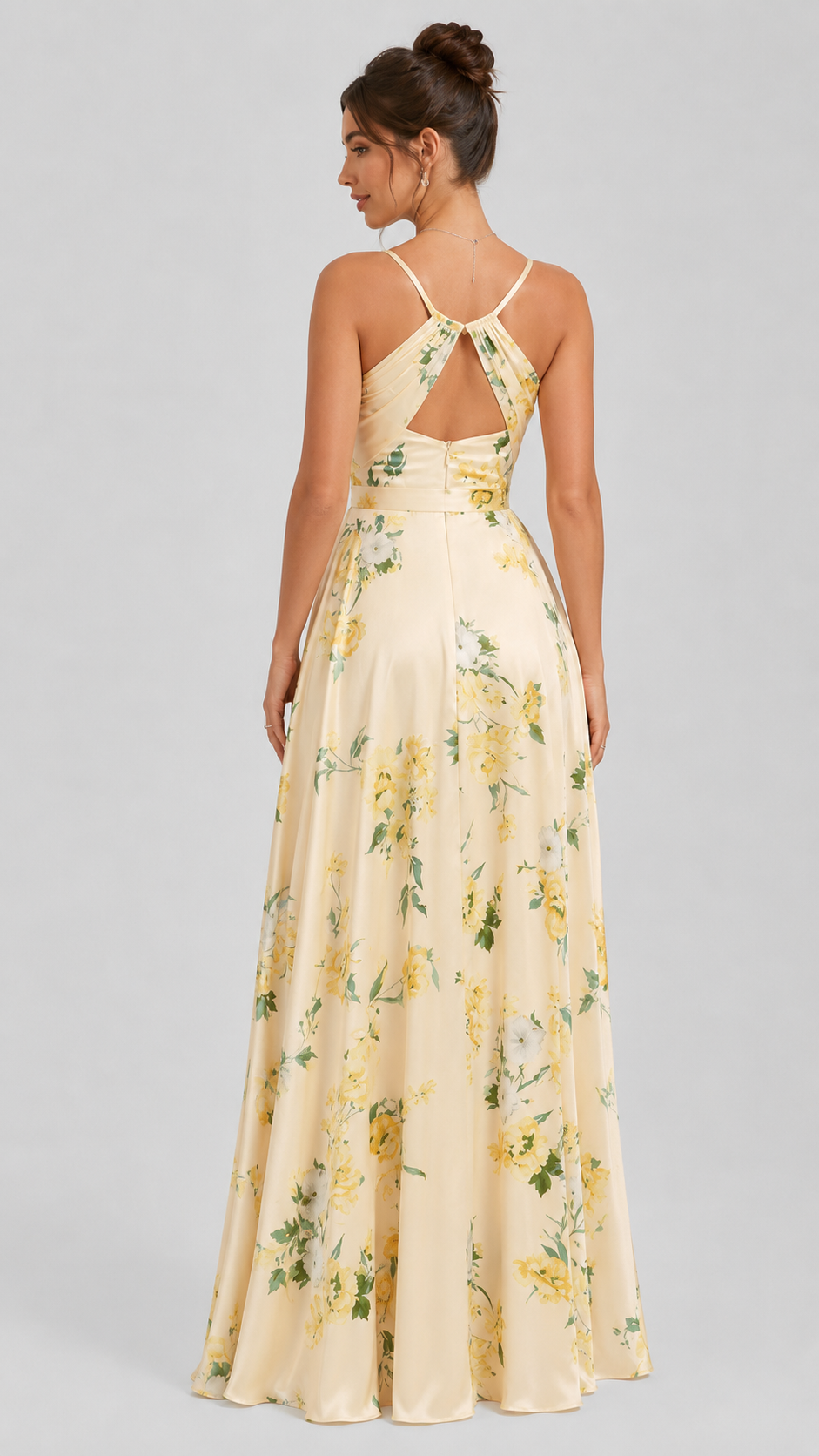 Floral Satin Maxi Dress