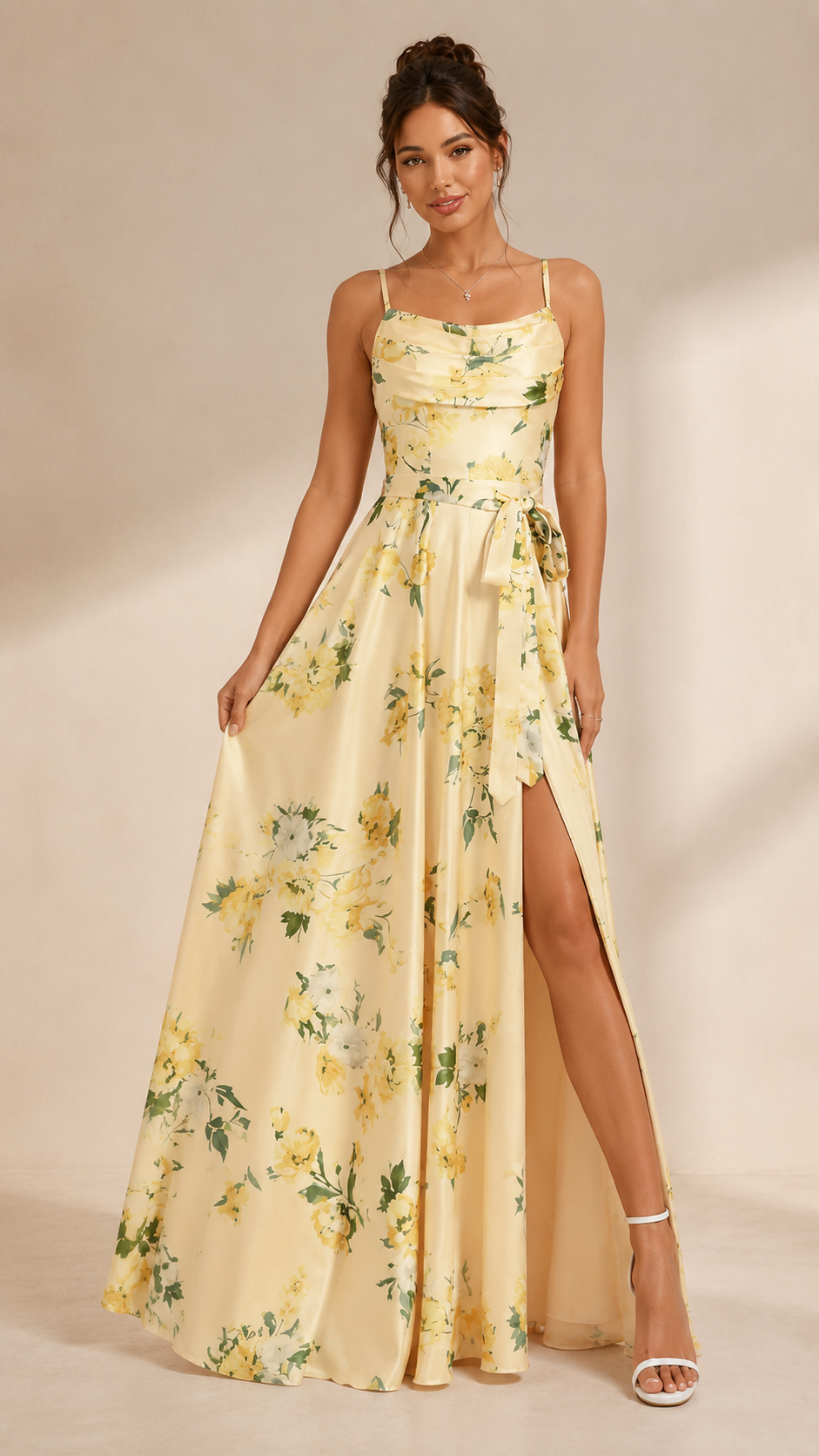 Floral Satin Maxi Dress