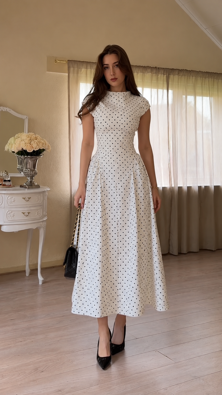 Paris Polka Midi Dress