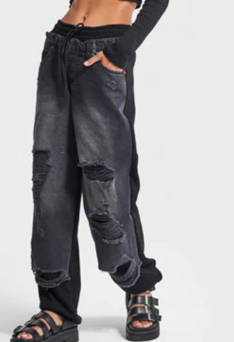 Fashion Ins European And American Street Stitching Pants
