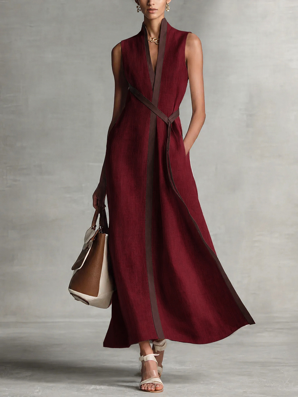 Contrast Trim Maxi Dress
