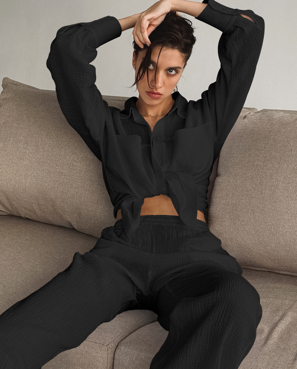 Minimalist Cotton Two Piece Pants Set