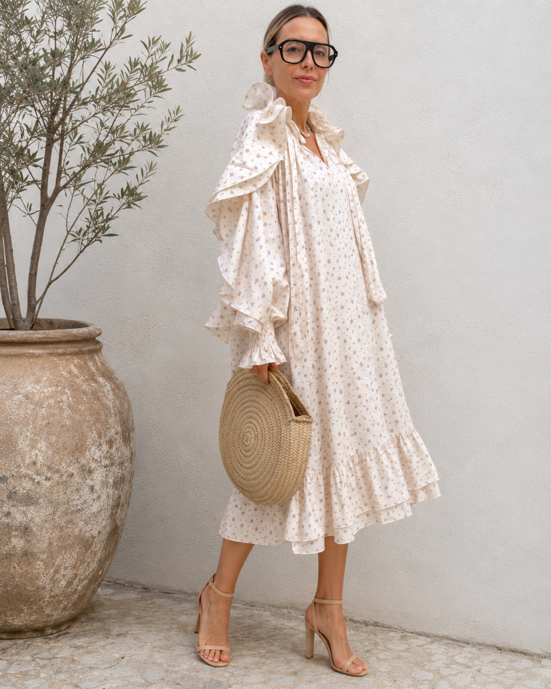 Aurielle Ruffle Midi Dress