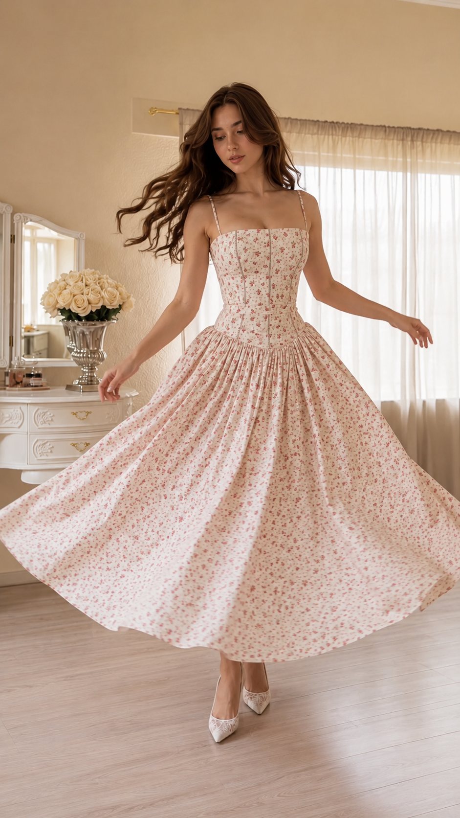 Rosette Garden Midi Dress