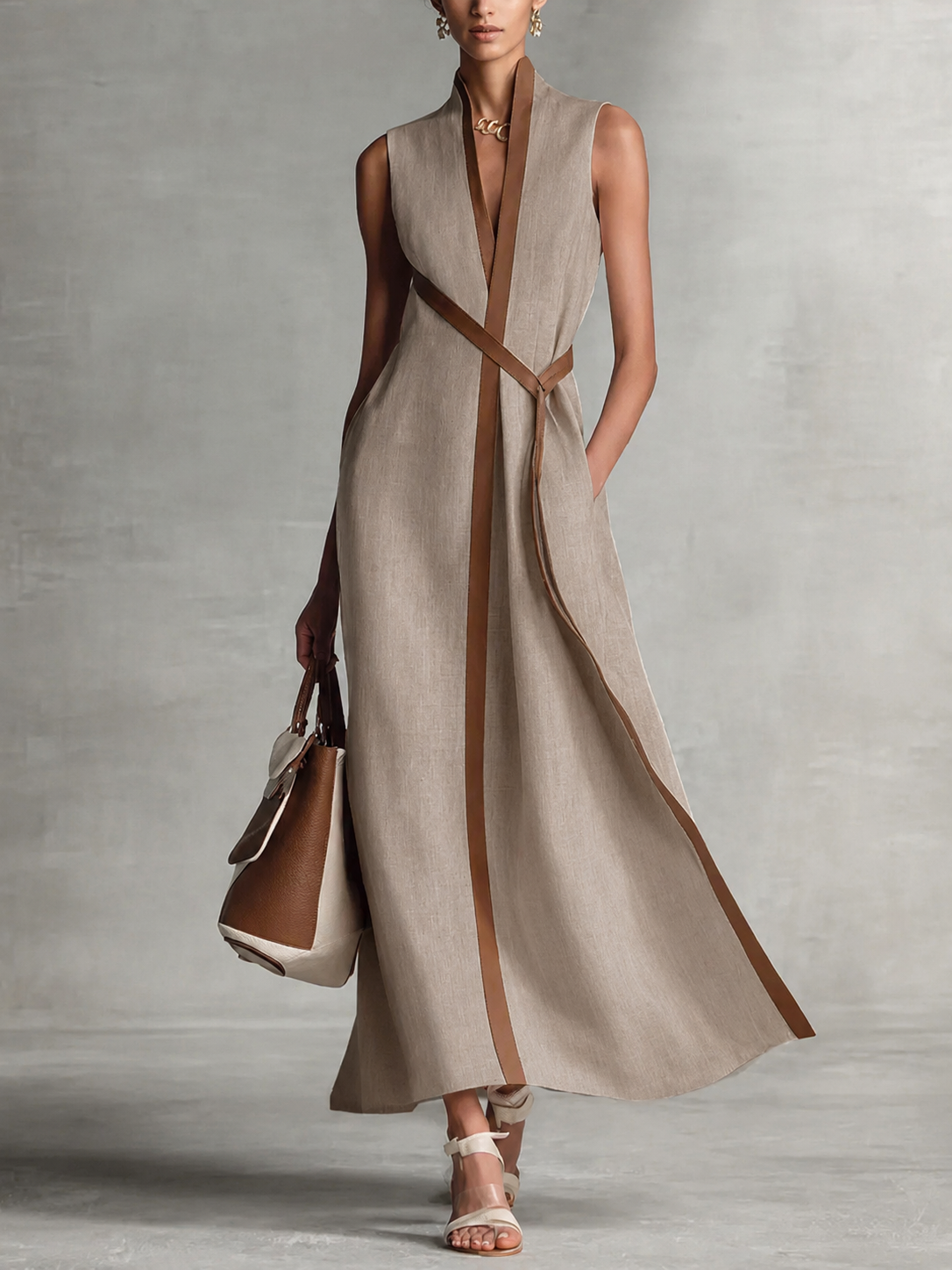 Contrast Trim Maxi Dress