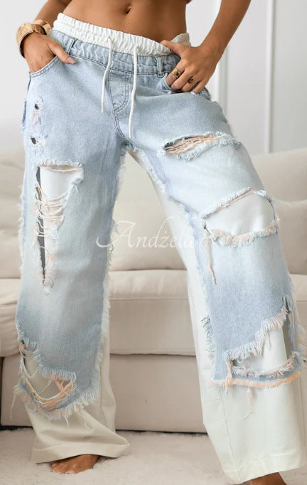 Fashion Ins European And American Street Stitching Pants