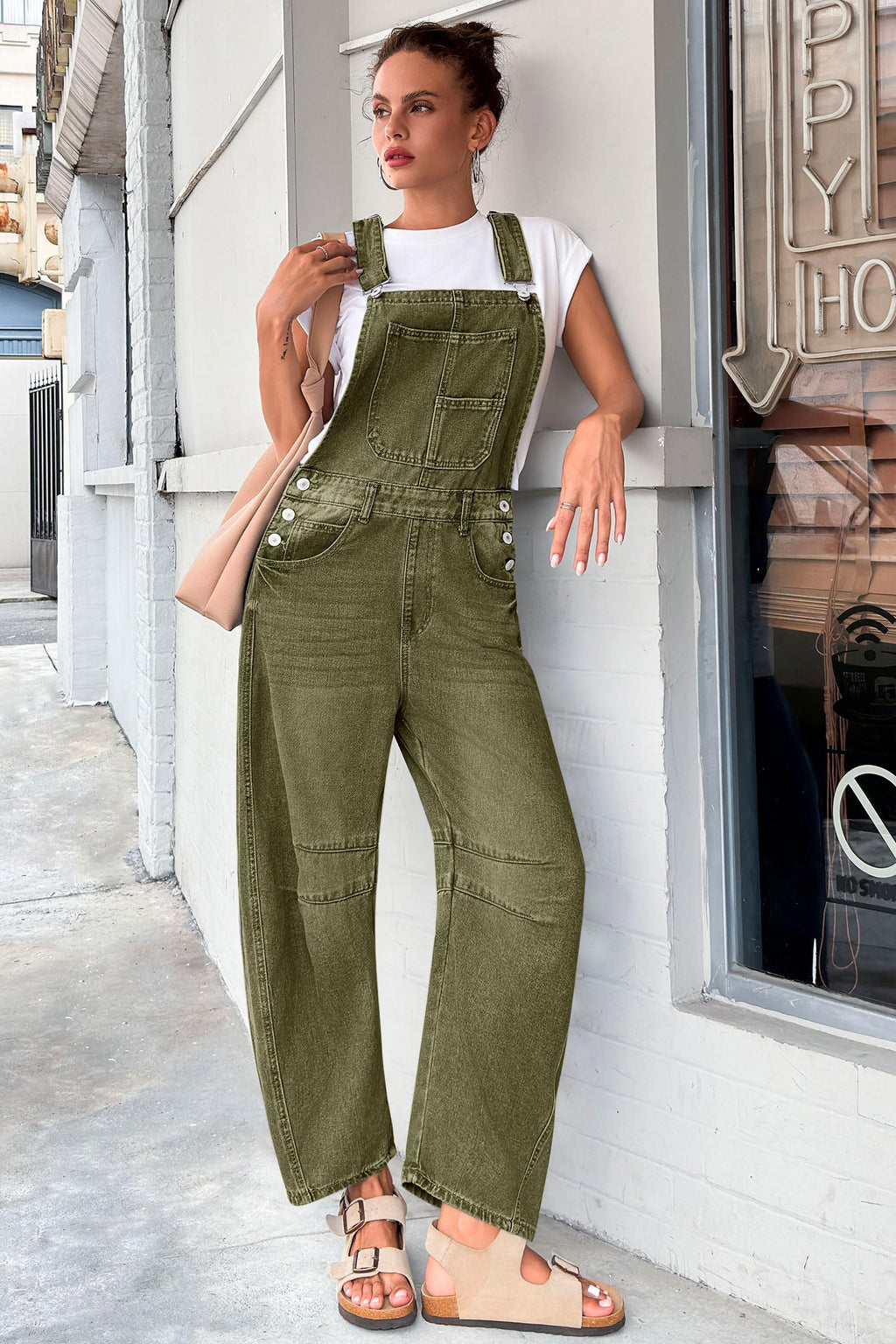 Denim Wide Leg Overalls
