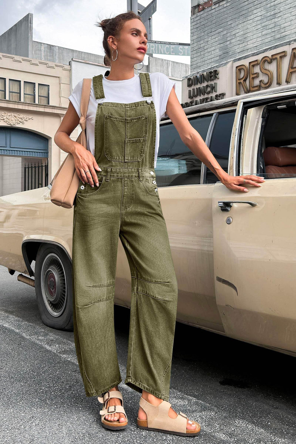 Denim Wide Leg Overalls