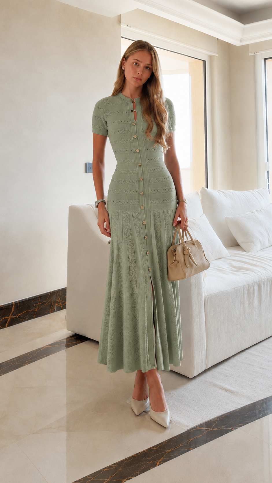 Knit Button Maxi Dress