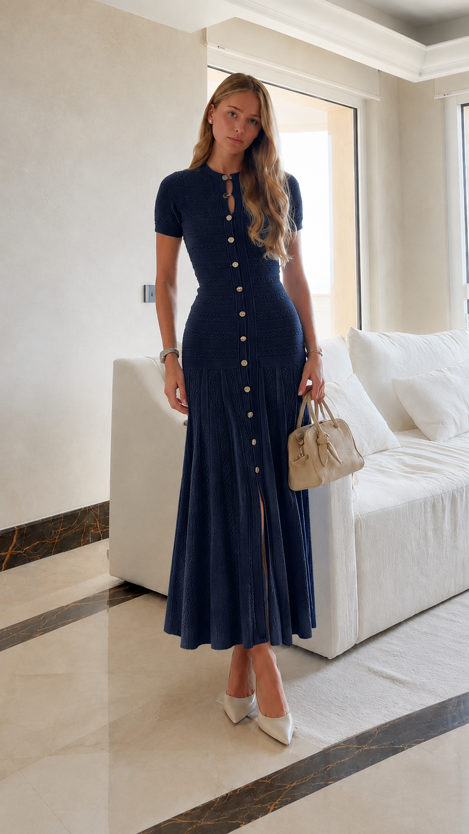 Knit Button Maxi Dress