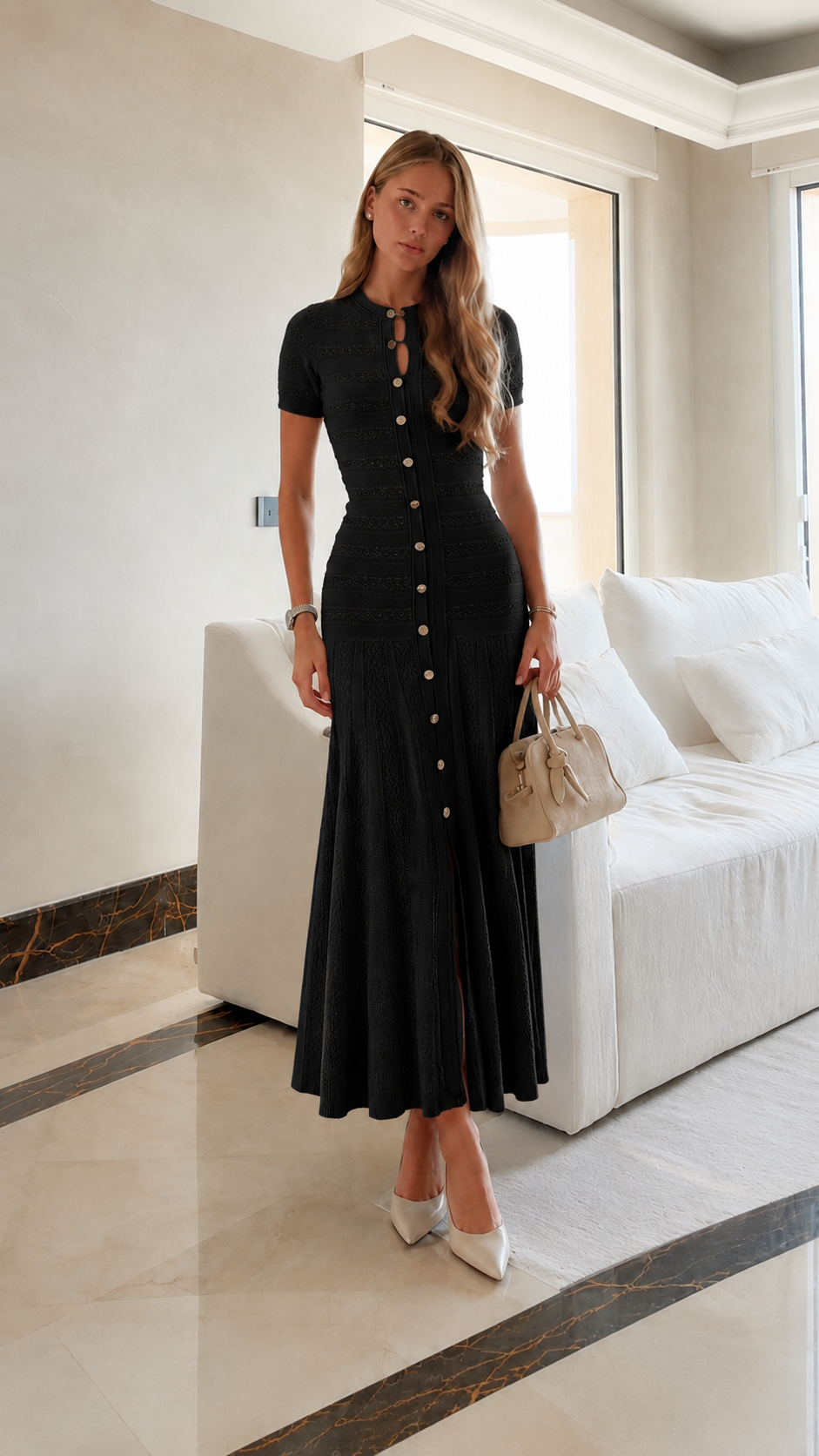 Knit Button Maxi Dress