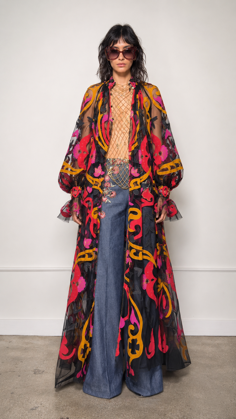 Embroidered Sheer Kimono