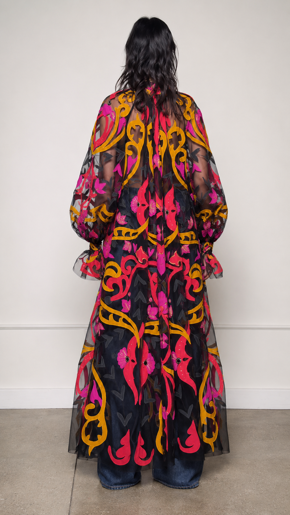 Embroidered Sheer Kimono