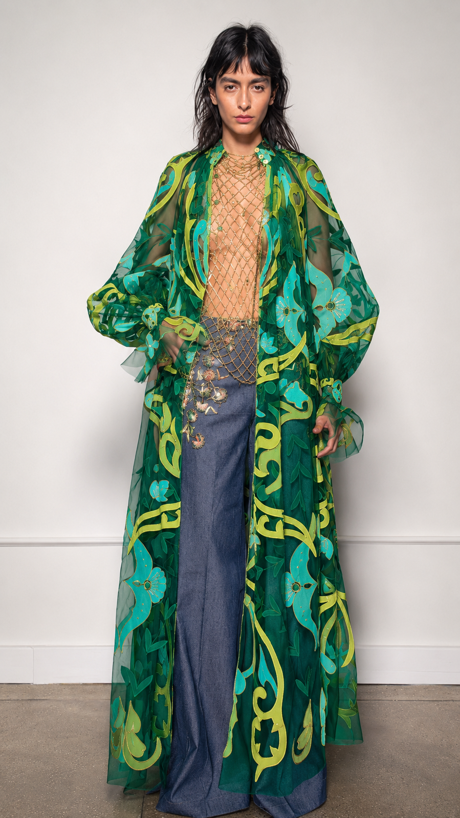 Embroidered Sheer Kimono