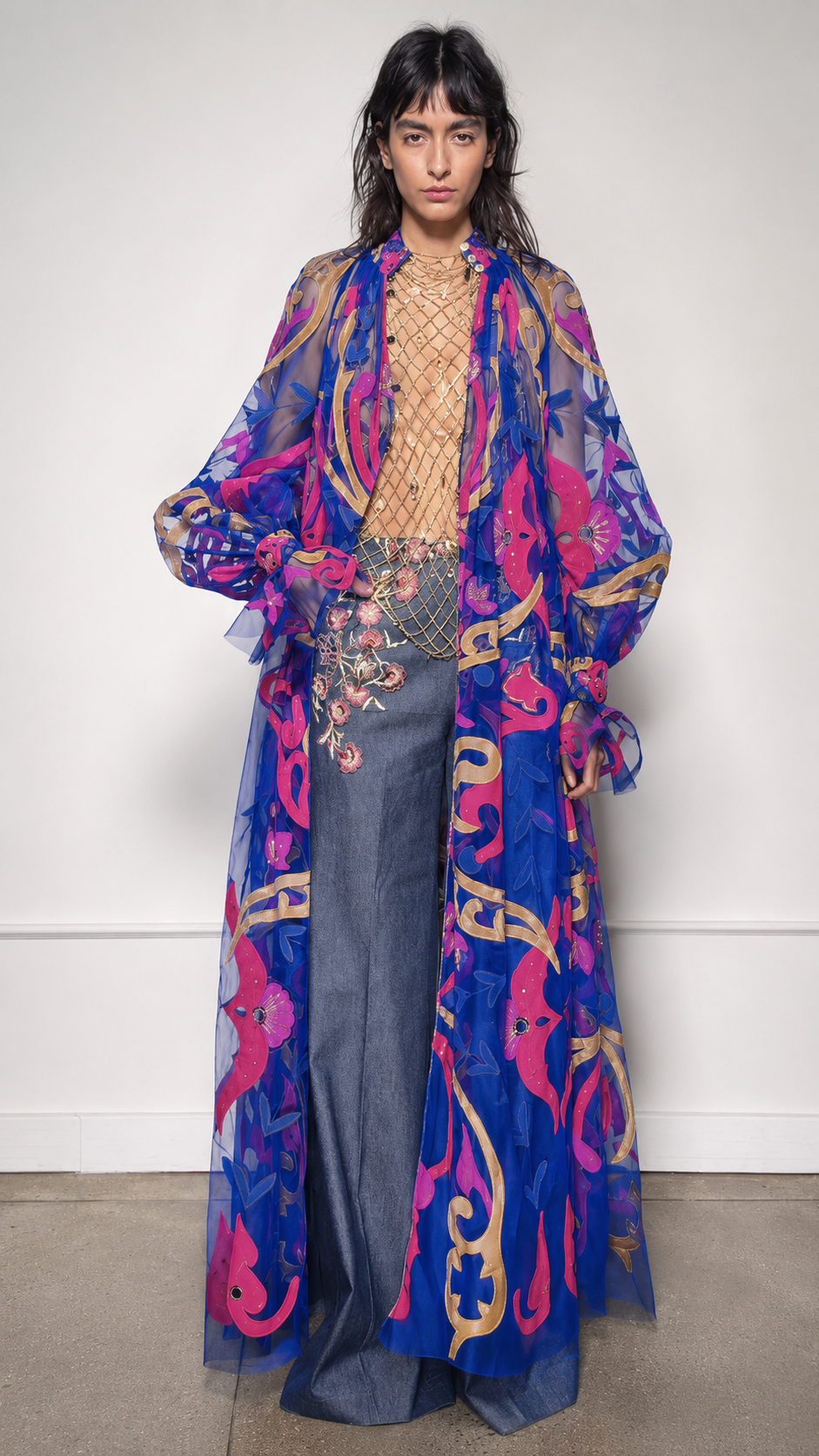 Embroidered Sheer Kimono