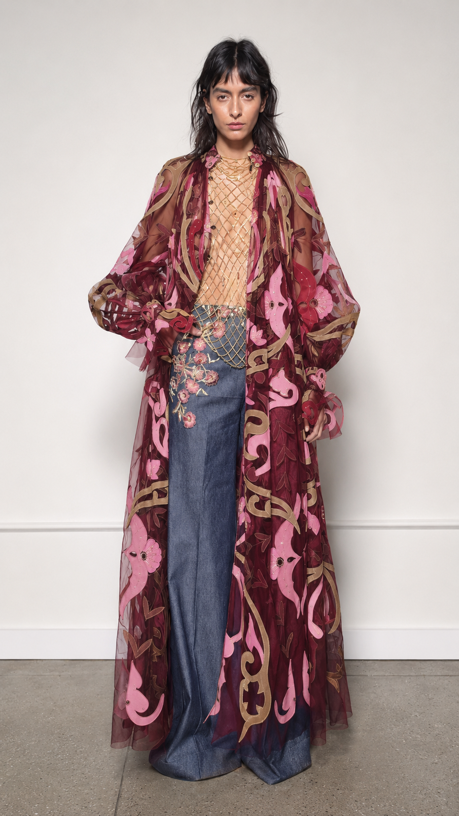 Embroidered Sheer Kimono