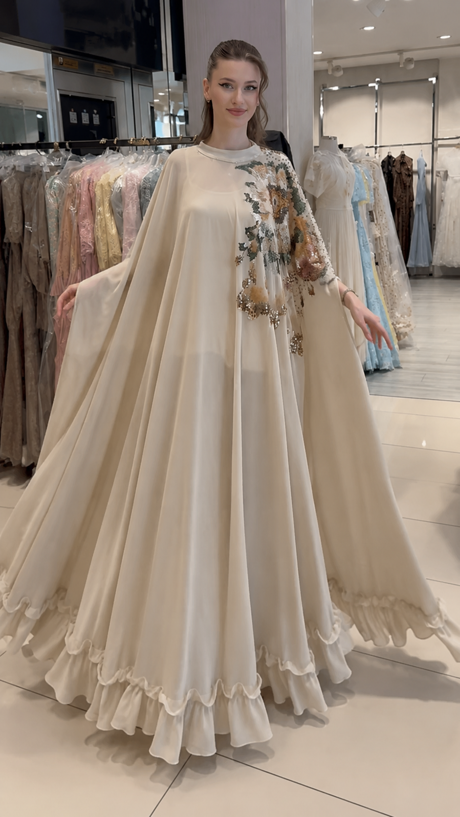 Floral Cape Maxi Dress