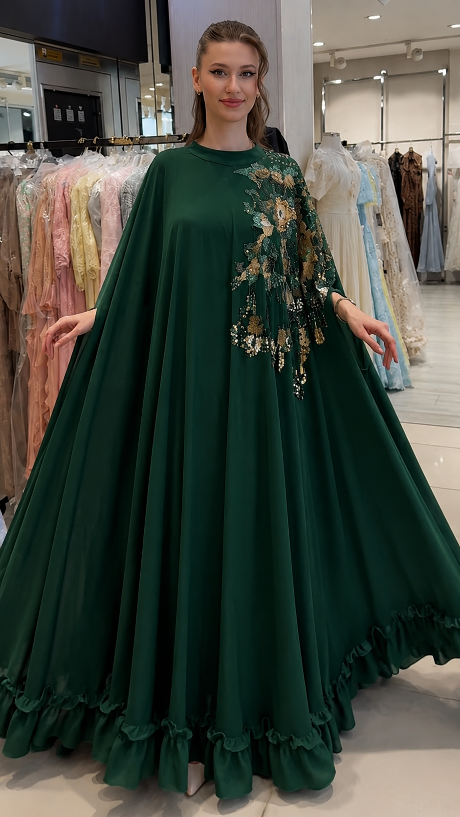 Floral Cape Maxi Dress
